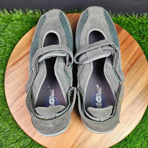 Orthofeet Womens Sanibel Mary Jane 9.5 Wide Gray Green Suede Orthotic Shoes 895 - Picture 7 of 11